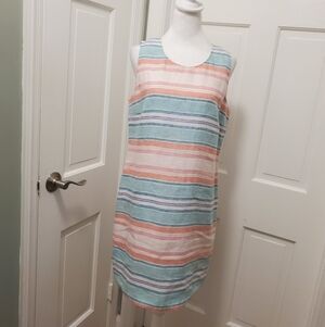 NWT Island Company Striped Linen Shift Dress Size Large Ret. $185 Preppy, Resort
